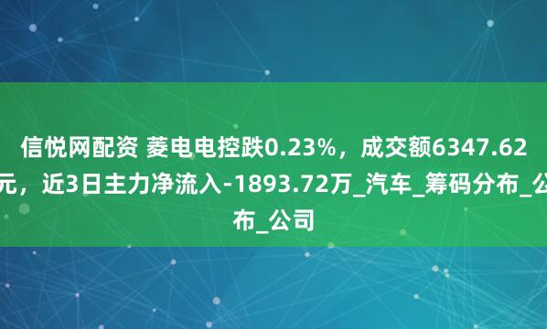 信悦网配资 菱电电控跌0.23%，成交额6347.62万元，近3日主力净流入-1893.72万_汽车_筹码分布_公司